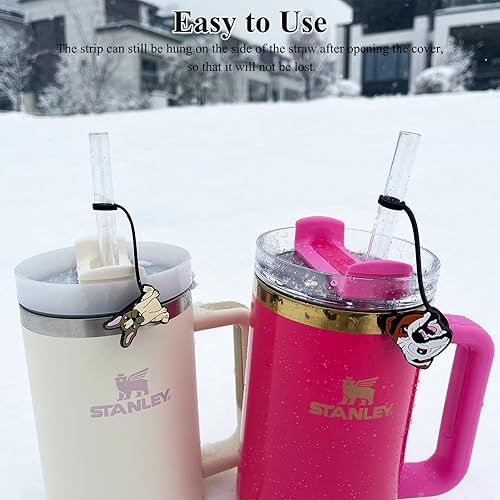 Miniatura 4 de Amreich Cubrepopote para perro Stanley, 6 unidades, tapa de popote para cachorros de 30 y 40 onzas, bonitas fundas de pajilla, accesorios de popote