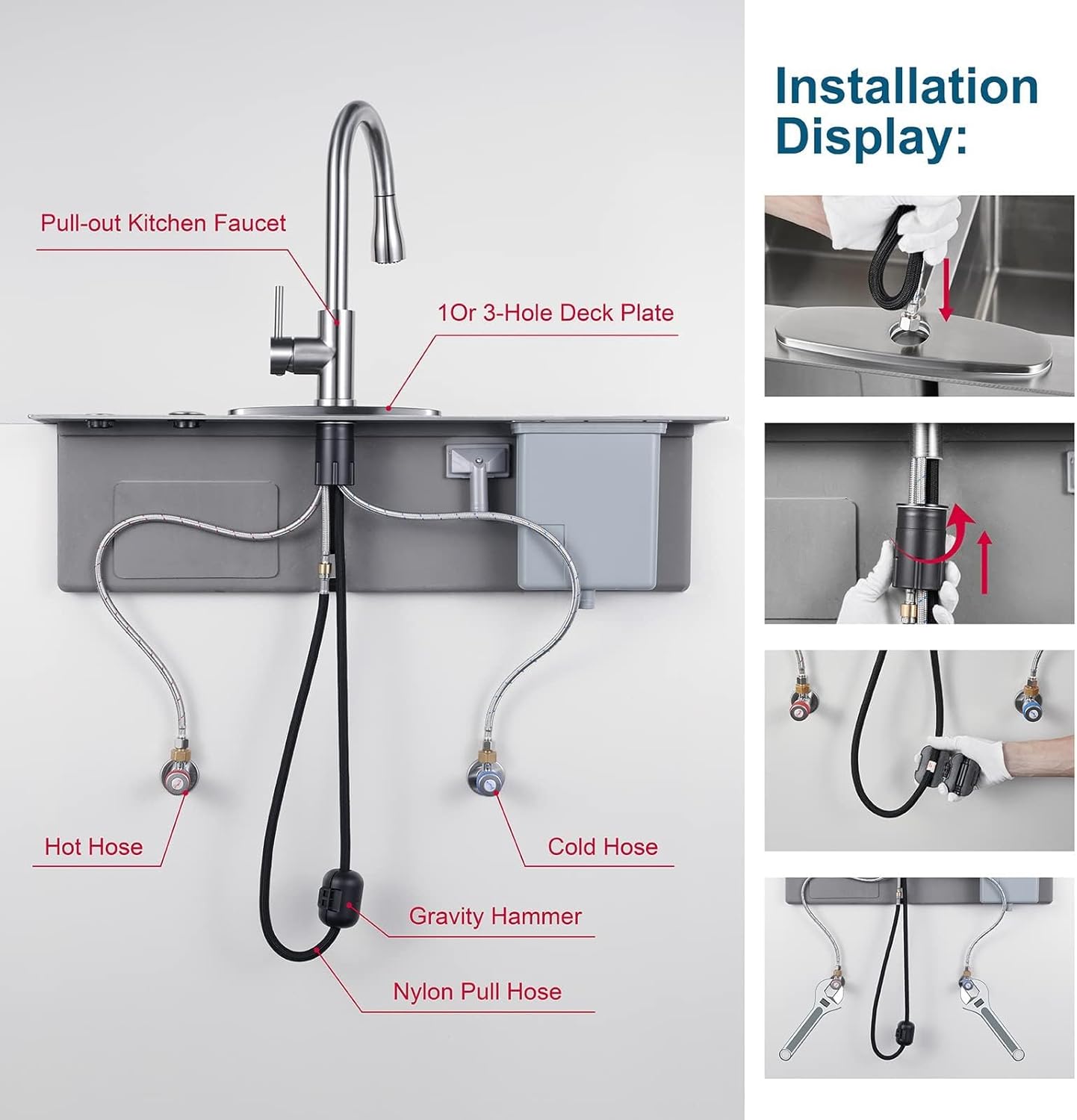 Kitchen Faucets with Pull Down Sprayer,Pull-Down Kitchen Faucet - Sleek and Classic Design for Effortless Kitchen Cleaning… (Polished Chrome)