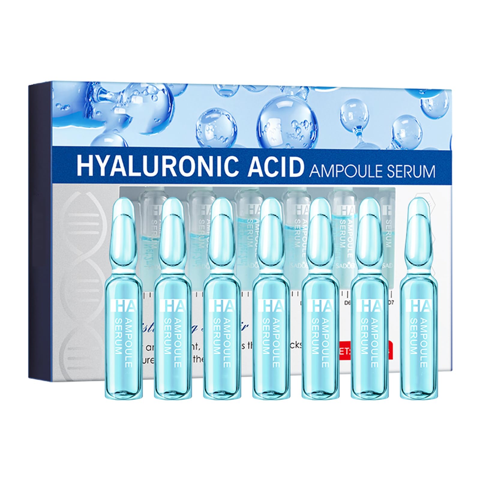 Hyaluronic Acid Ampoule Serum, 7 Pcs Concentrated Face Serum For Women & Men, Deeply Moisturize, Anti Ageing Smooth Wrinkle, Skincare All Skin Types, 7X2Ml