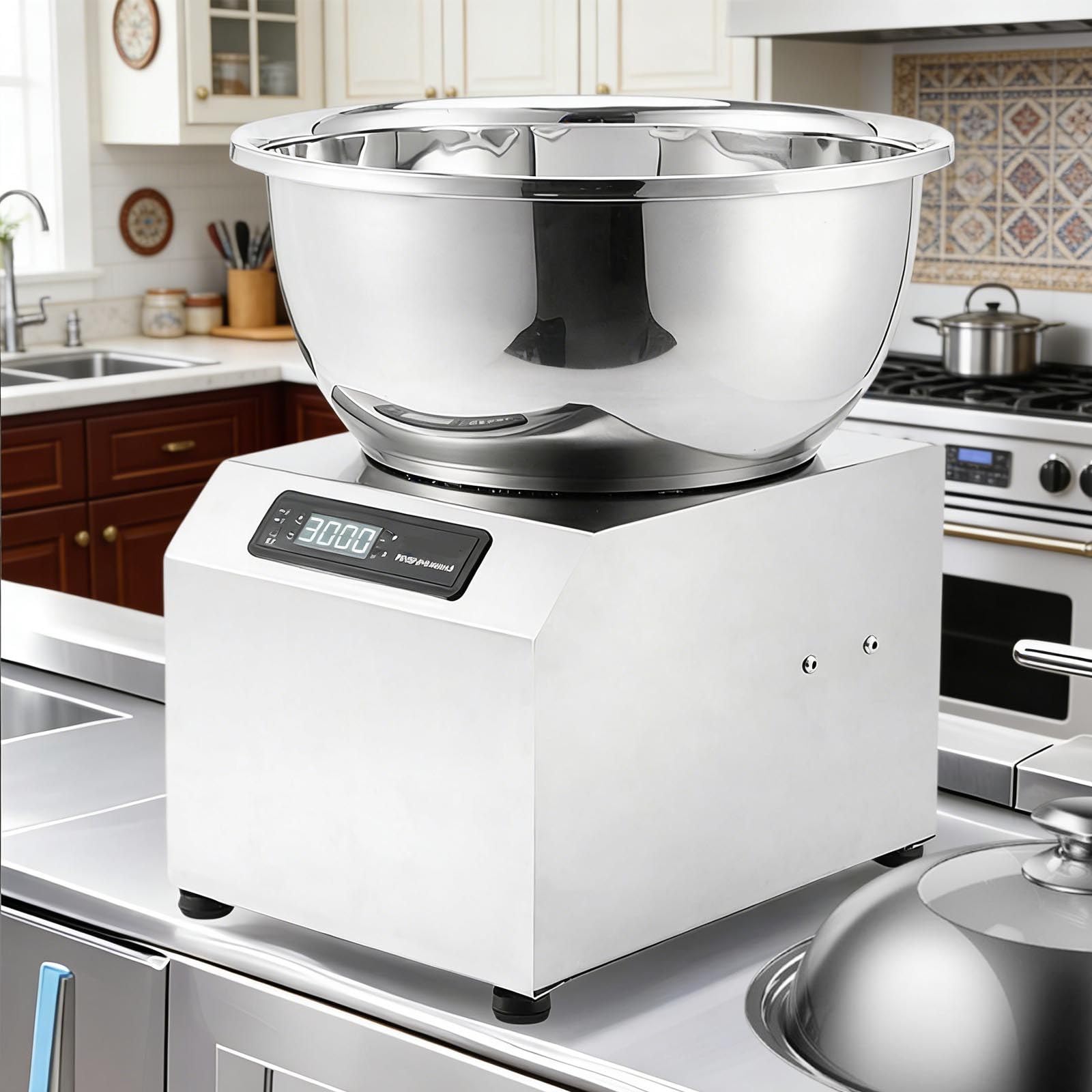 8kg Gewerbliche Teigknetmaschine 1800w Mit EdelstahlschüSsel Und -Deckel,Haushalt Robuste Doppelspiralknetmaschine (Abnehmbar) FüR Pizza- Und Brotteig,Timerfunktion,Doppelrotation