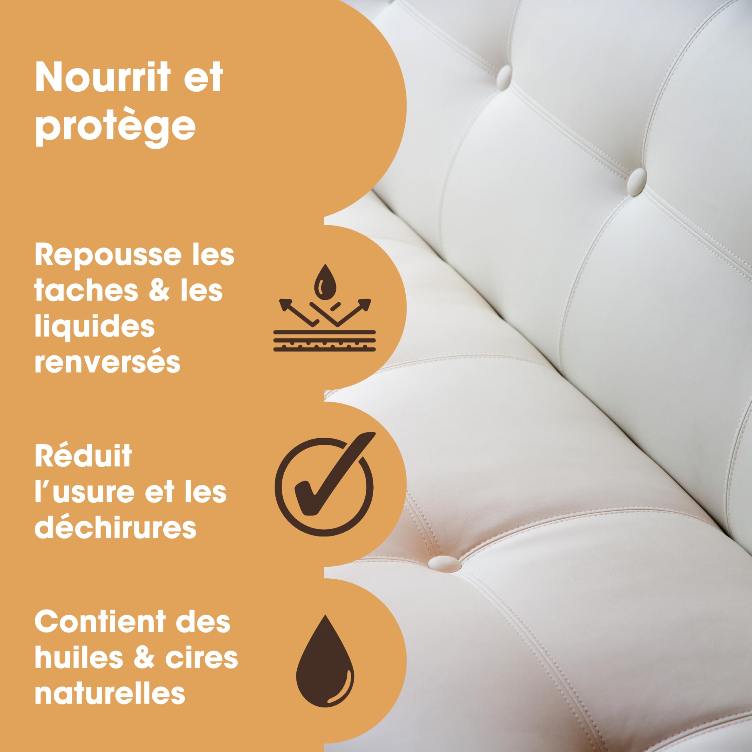 Crème Nourrissante et Protectrice pour Canapés - Nourrit, Hydrate et Protège le Cuir - Rénove les Canapés, Conditionne le Cuir de Voiture – Tous Types et Couleurs de Cuirs - Furniture Clinic – 500 ml