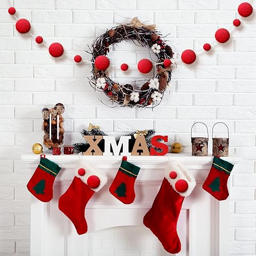 Miniatura 6 de Syhood El juego de 30 pompones de hilo incluye 20 pompones de 1 pulgada, 10 bolas de pompones de 1.5 pulgadas para manualidades de Navidad, bolas de