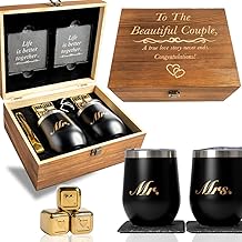Unique Engagement for Couples - Engagement Wine Tumbler Gift Set - &lsquo;To The Beautiful Couple&rsquo;, Bridal Shower Set for Her - Wedding Set for Couple - Mr and Mrs Tumbler Set