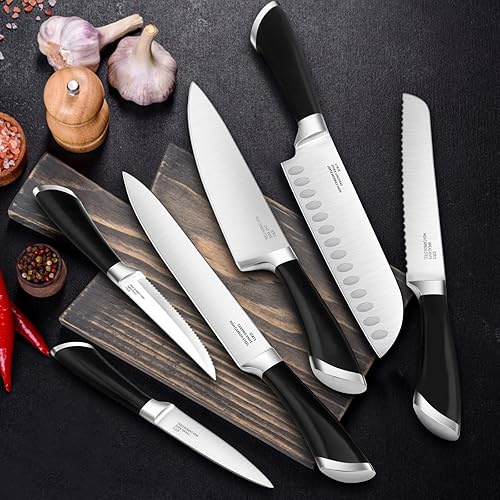 Miniatura 4 de E-far - Juego de cuchillos de cocina juego de cuchillos de acero inoxidable de alto carbono de 16 piezas incluye cuchillo de pan dentado y afilador