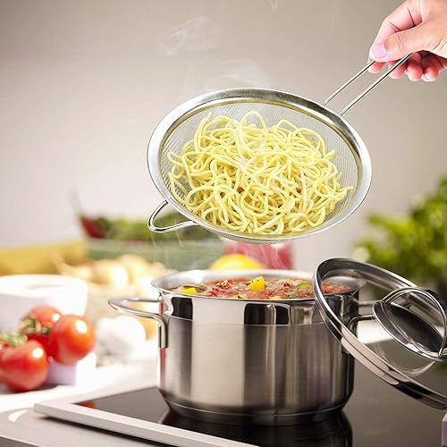 Miniatura 6 de Supercenter Colador de malla fina, tamiz de malla fina de acero inoxidable, juego de 3 coladores pequeños de malla fina para cocina, tamiz de