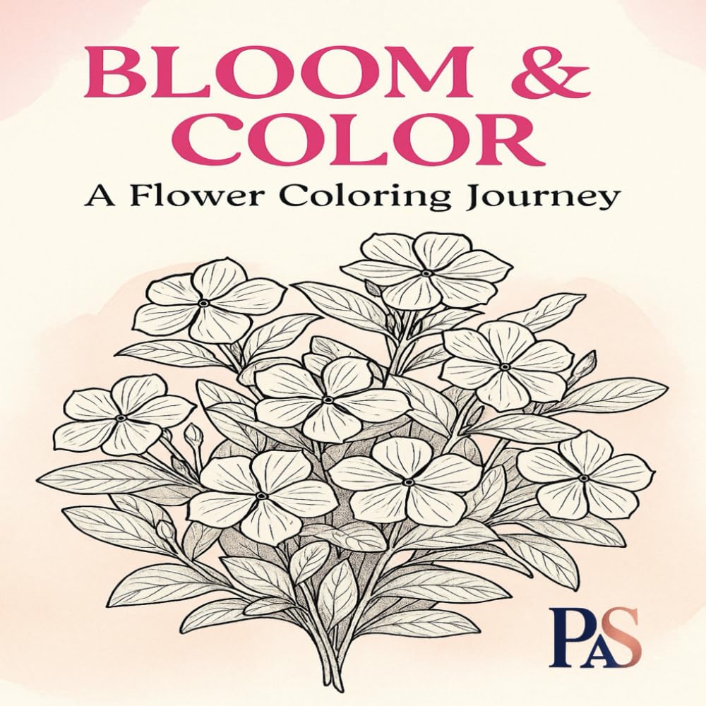 Bloom & Color: A Flower Coloring Journey | 8.5 x 8.5 inch | 21 Beautiful Flowers |108 Pages Coloring Book | Relax, Unwind, and Create with Nature’s Beauty