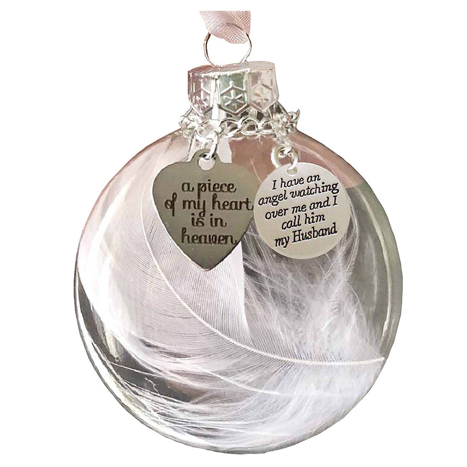 Moonite 1pc Feather Heart Ball Angel Wings Memorial Ornament