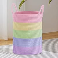 Vista 15 de VIPOSCO Cesta de lavandería grande, cesta de almacenamiento de cuerda tejida alta para mantas, juguetes, ropa sucia en la sala de estar, baño, Blanco