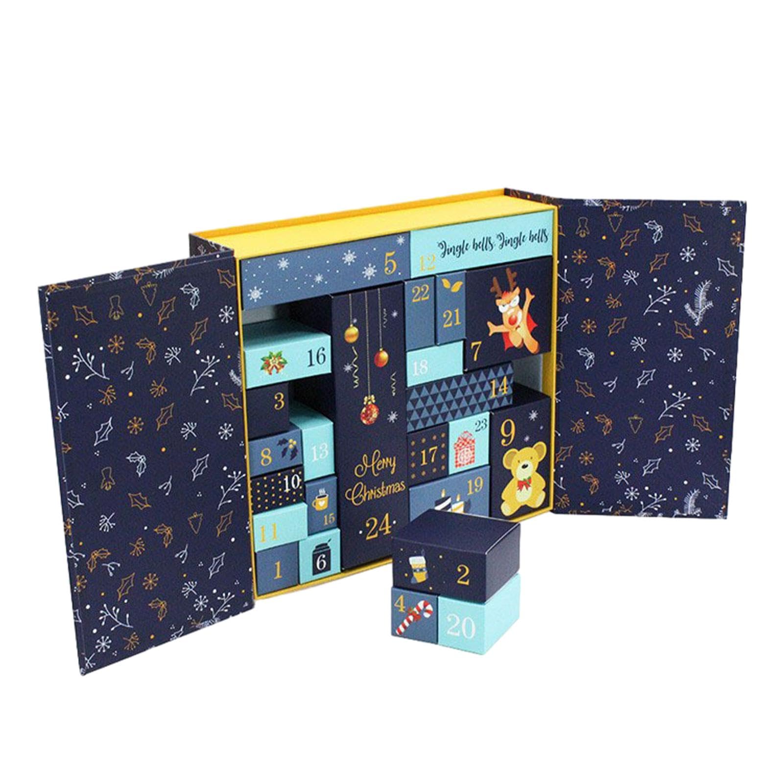 Christmas Countdown Box | 24 Days Countdown Calendar Package Wrap | Christmas Countdown Box | Fillable Empty Cardboard Number Boxes for Kids, Adults