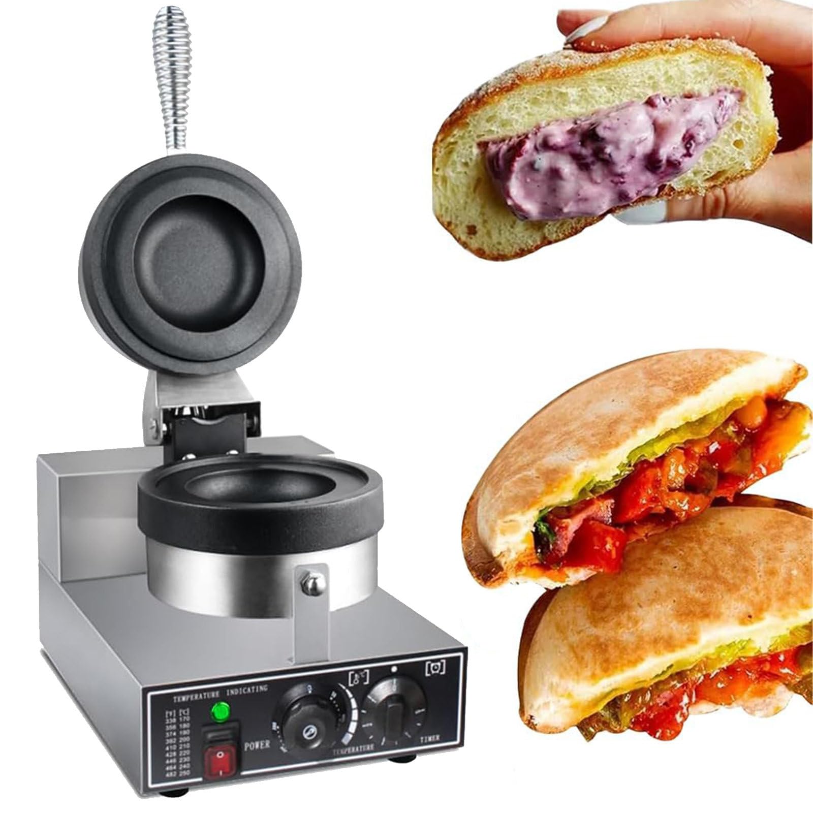 Macchina per Hamburger con Rivestimento Antiaderente, Macchina per Waffle, pressa per Sandwich per Uso Domestico e Commerciale, Macchina per Hamburger e Gelato Antiaderente da 4 po,