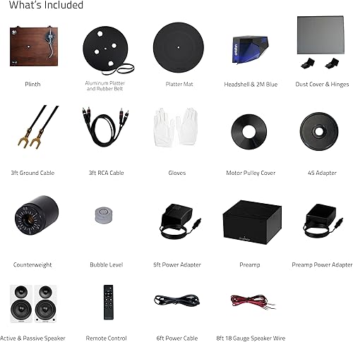 Miniatura 9 de Fluance Reference RT84 Tocadiscos de vinilo de alta fidelidad (nogal natural), Preamplificador de fono PA10, Ai41 Powered 5" Librero Altavoces