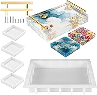 Vista 1 de Moldes de bandeja de silicona grandes para resinas, moldes de bandeja de resina de 13.5 x 9.5 pulgadas, bandejas rectangulares profundas, molde