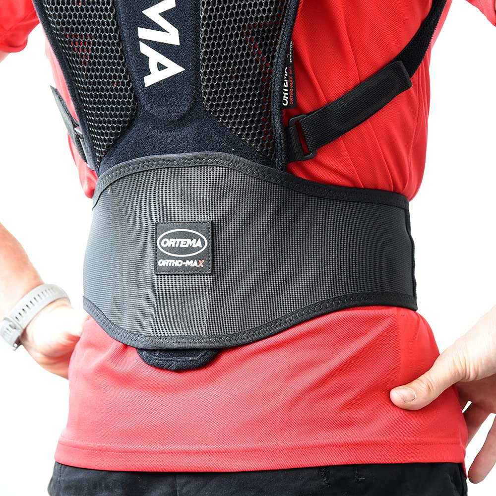 ORTEMA Ortho-MAX Dynamic - Atmungsaktiver Rückenprotektor - Unisex - für Freizeit/Sport - Schutz für die Wirbelsäule - integrierter Nierengurt