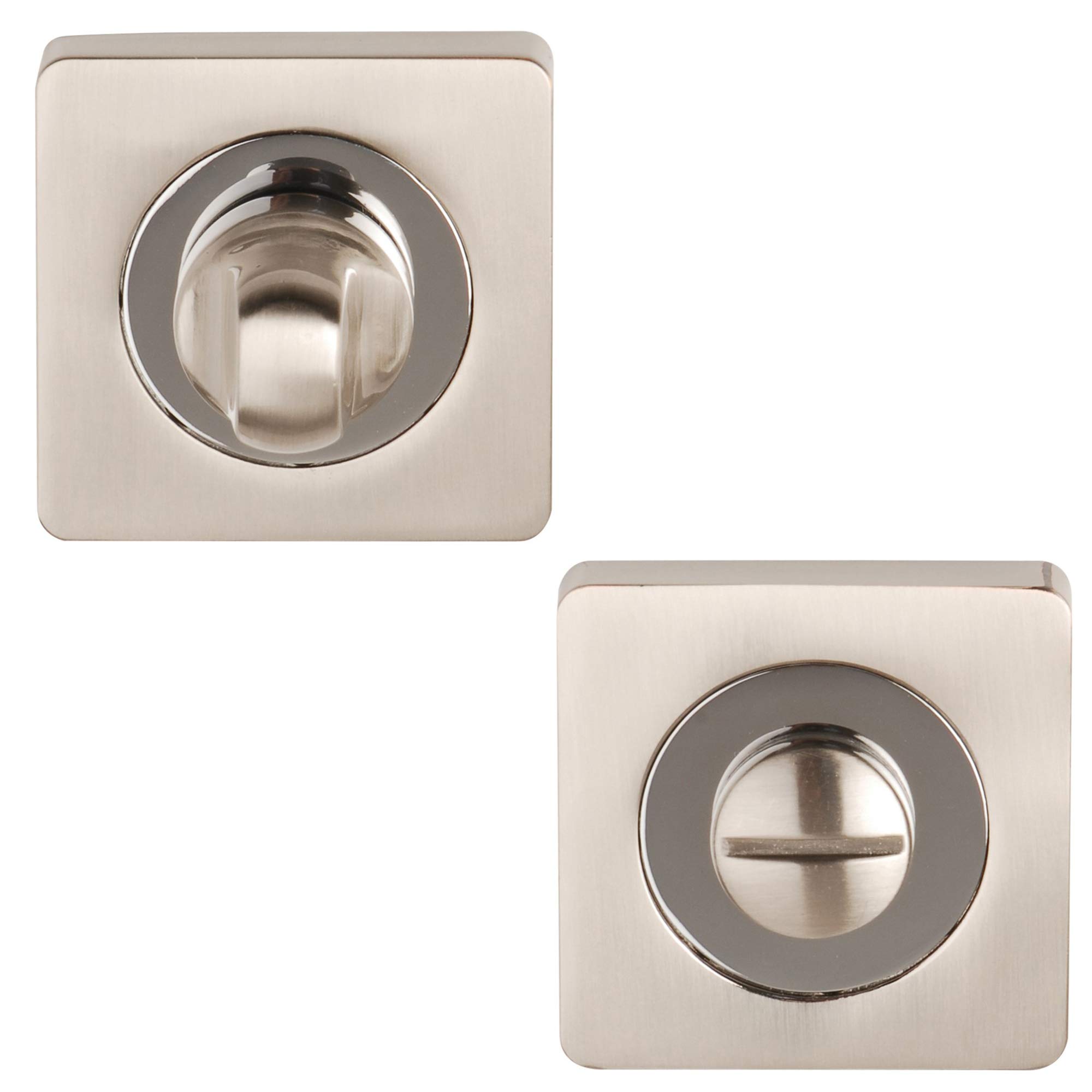 Excel Architectural Satin Nickel/Polished Chrome Dh3622-Sq Square Bathroom Turn & Release,