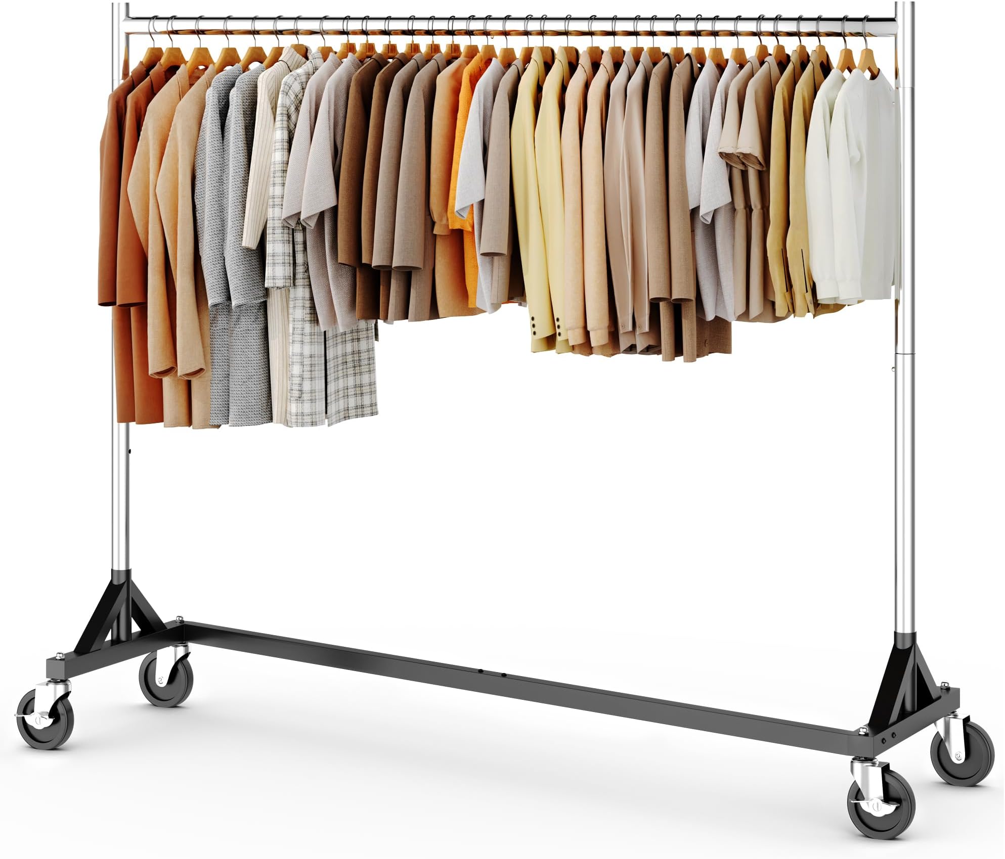 HOKEEPER Z Racks for Clothing Heavy Duty Clothes Rack for Hanging Clothes, 500LBS Commercial Hanging Rack Portable Rolling Garment Rack with Wheels Z Base