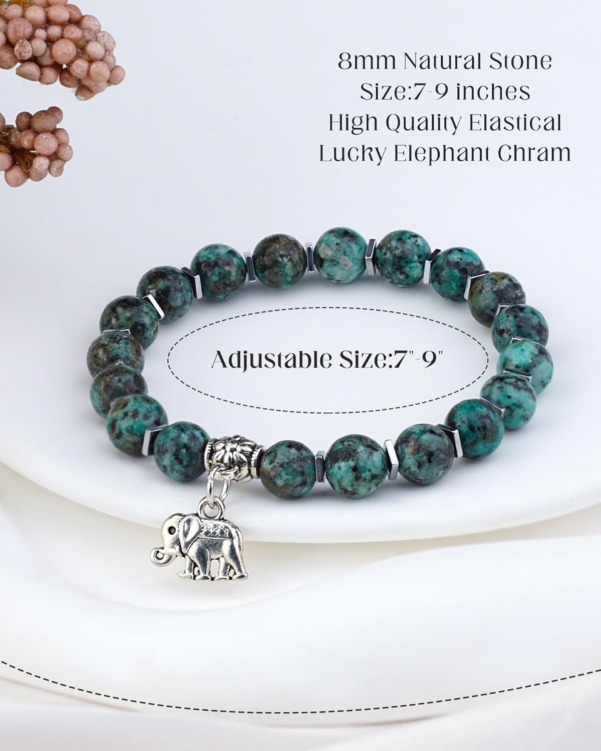 Natural Stone Bracelet for Women Pink Ribbon Awareness Handmade Beaded Encouragement Gift with Message Card - Image 3