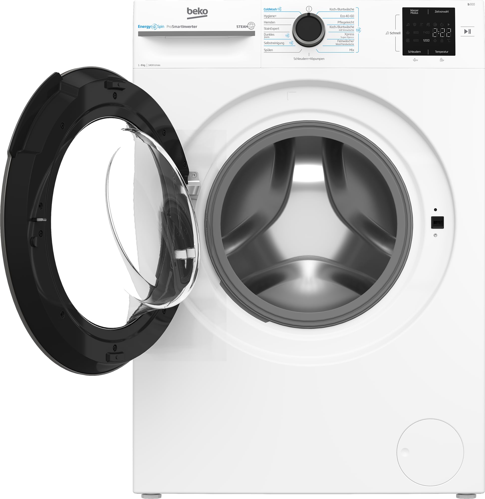 Beko BM3WFU4841W1 Waschmaschine Frontlader 8 kg 1400 U/min SteamCure Dampffunktion Weiß