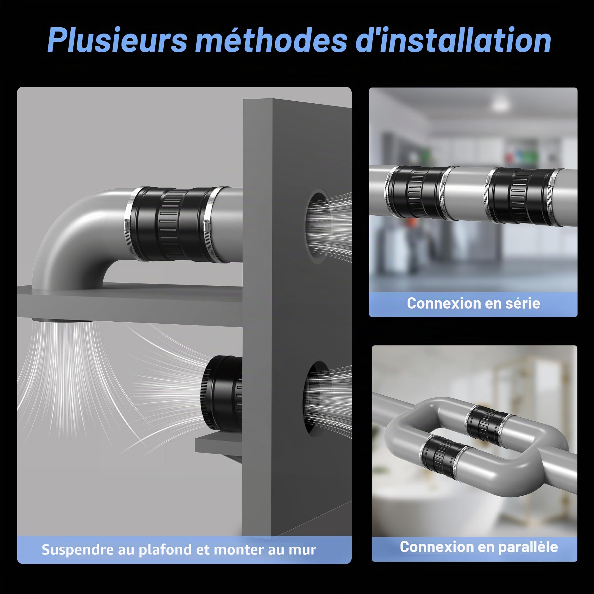 Extracteur d'Air 100 mm, Ventilateur d'Extraction 221 m³/h,EC Moteur Conduit 4500 PRM 6 W Contrôleur de Vitesse,Cave Humide, pour Refroidissement Tentes Croissance Cultures Hydroponiques