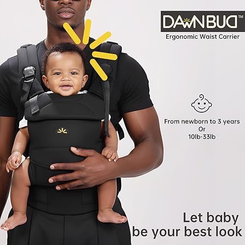 Miniatura 2 de Portabebés para recién nacidos a niños pequeños, ajustable, ultrasuave y ligero, portabebés ergonómico con soporte para la cabeza, equipo de viaje