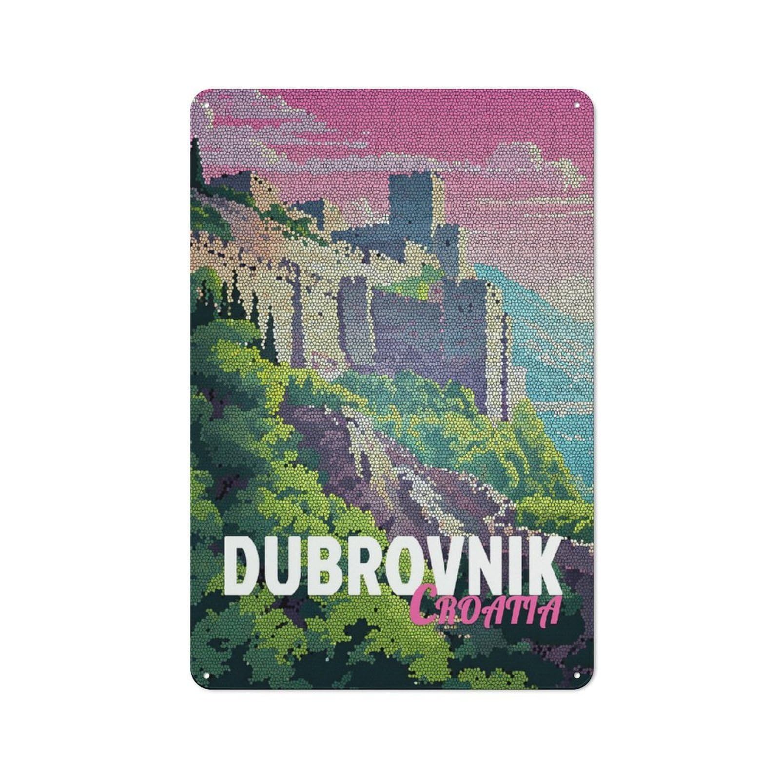 Understated Dubrovnik, Croatia Mosaic Travel Metal Wall Plaque 30x20cm, Creative Space Decor for Office, Study, Studio Or Hallway