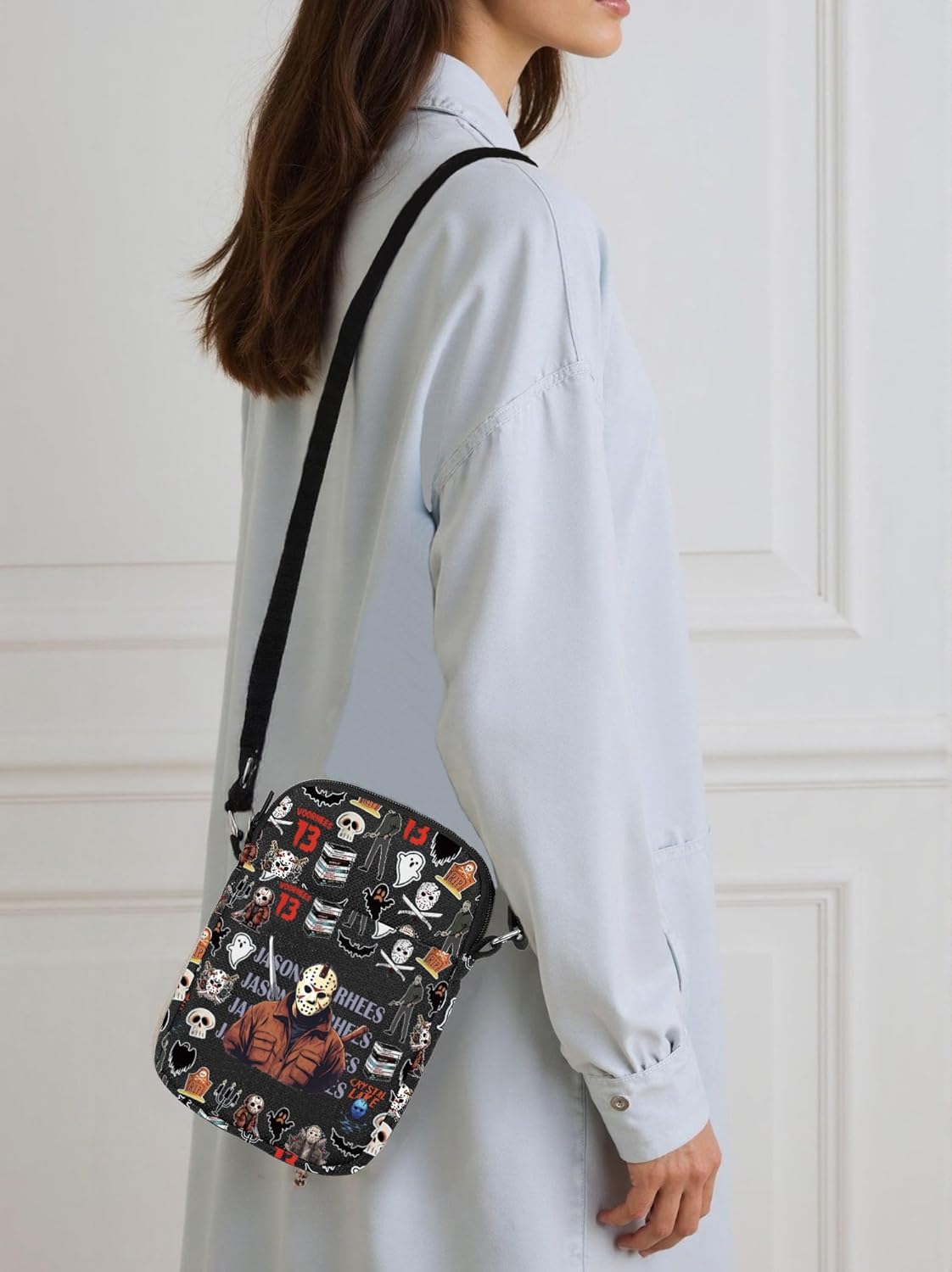 Horror Movie Inspired Crossbody Bag Series Killer Character Bag Jason Fans Bag Camp Crystal Lake Gift Spooky Season Gift (JasonVCrossBlk) - Image 6