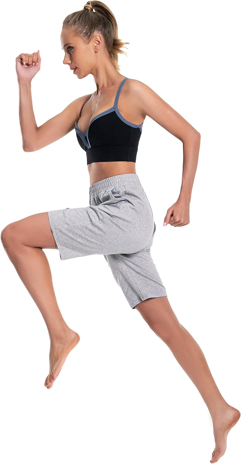 Women's Bermuda Shorts Long Cotton Sweat Knit Shorts with Pockets Lounge Athletic Workout Gym Knee Length - Image 5