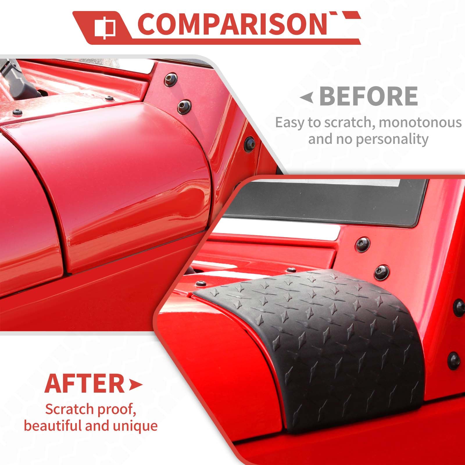 Amayum Body Armor Outer Cowling Cover Black Corner Guard Overlay Exterior Accessories Compatible with Jeep Wrangler JK JKU 2007-2017