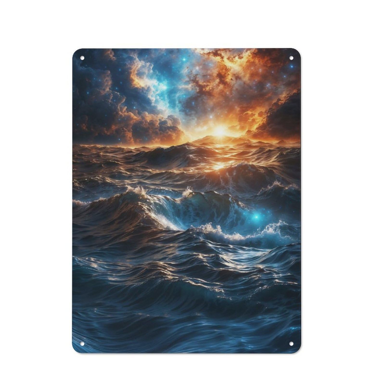 Junmoney Coastline At Sunset Retro Tin Sign 40X30cm Featuring For Bar Or Restaurant, For Metal Sign Collectors, For Garage And Workshop Walls