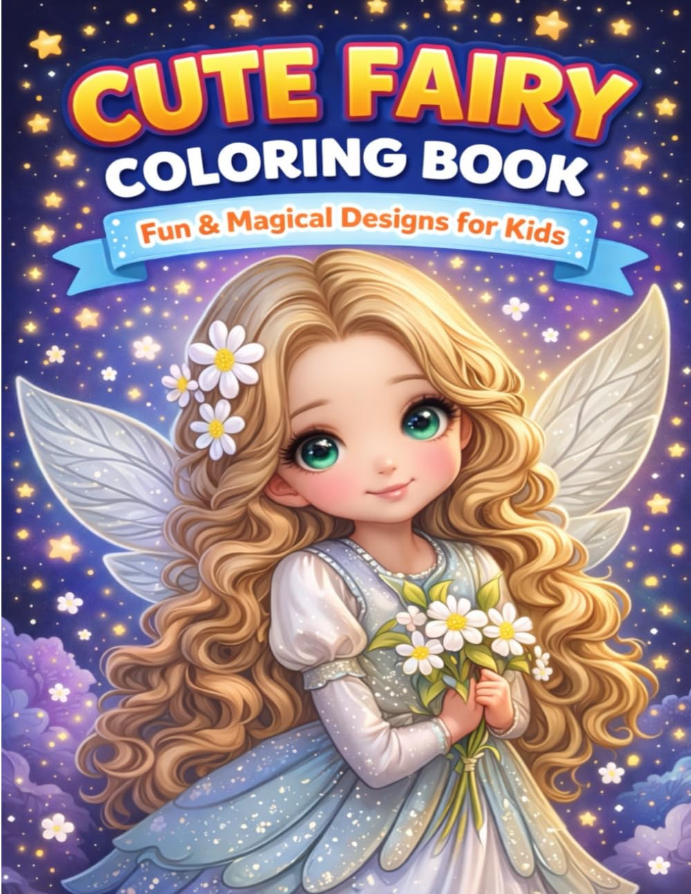 Cute Fairy Coloring Book for Kids: 80 Magical and Adorable Fairy Designs for Creative Fun and Relaxation.