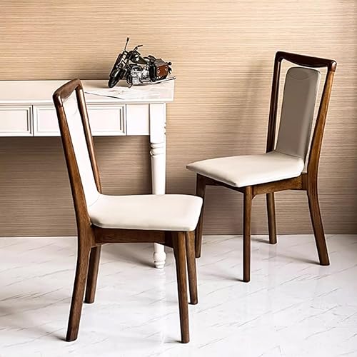 Miniatura 3 de Sillas de comedor, sillas de comedor de madera, silla de cocina con cojín de cuero, silla de negociación, taburete sin brazos para comedor, sala de