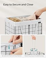 Vista 92 de SONGMICS 29 Gal. (110L) Laundry Basket, Laundry Hamper, Collapsible Clothes Hamper, Removable and Washable Liner, Metal Wire Frame, for Bedroom