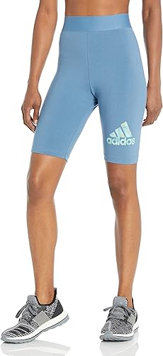 adidas Badge of Sport - Pantalones cortos de ciclismo con estampado de 2 tonos y 3 rayas para mujer