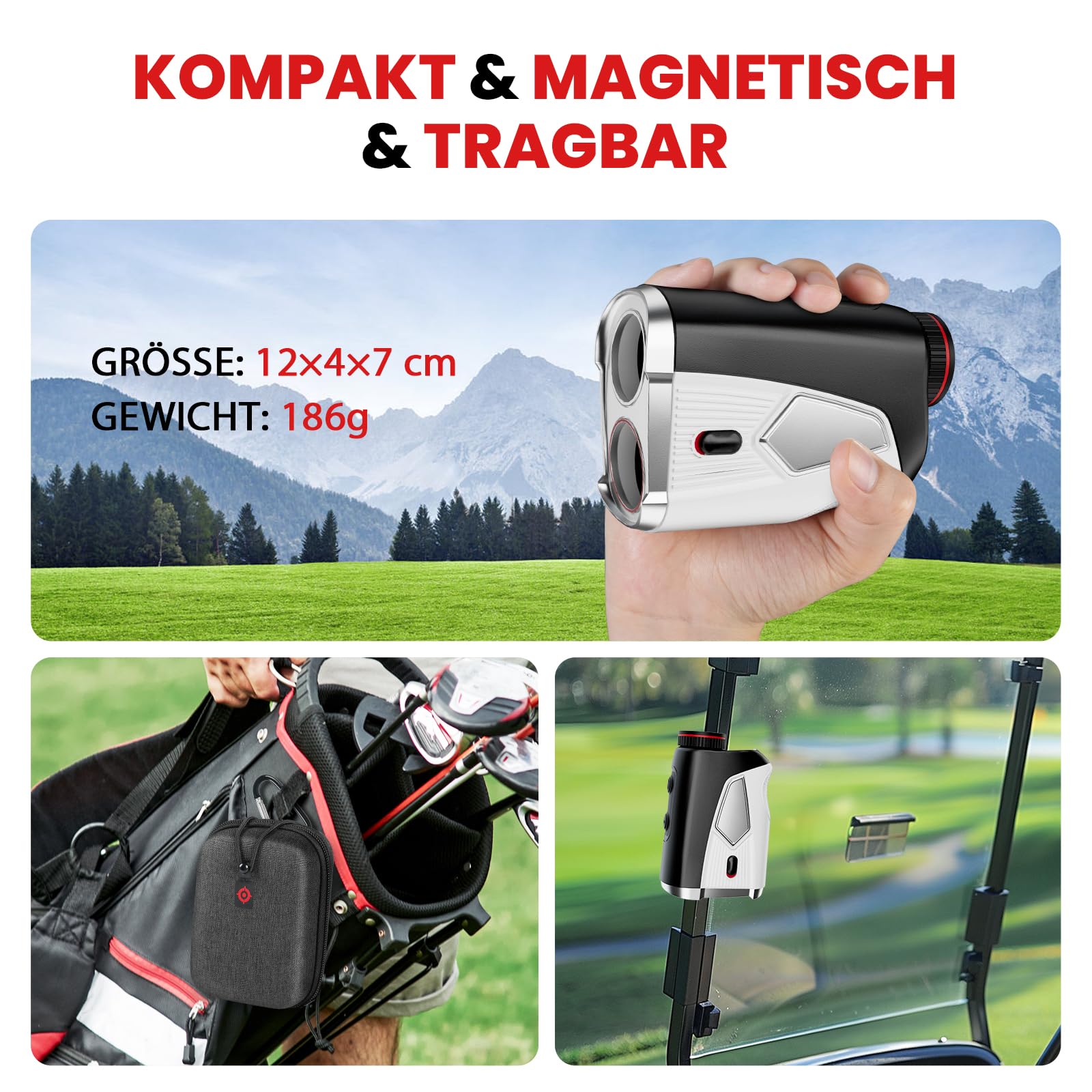 Golf Entfernungsmesser mit Slope EIN/aus, 1500 Yards, 7X Vergrößerung, Entfernungsmesser für Golf/Jagd, Flaggen-Lock mit Vibration, tragbarer Golf-Entfernungsmesser, 1 Pcs