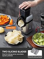 FOHERE 5 az 1-ben Elektromos Zöldségszeletelő és Sajt Reszelő, 80W, Cserélhető Pengékkel, Tárolódobozzal, Krumpli, Gyümölcs és Zöldség Aprít 4