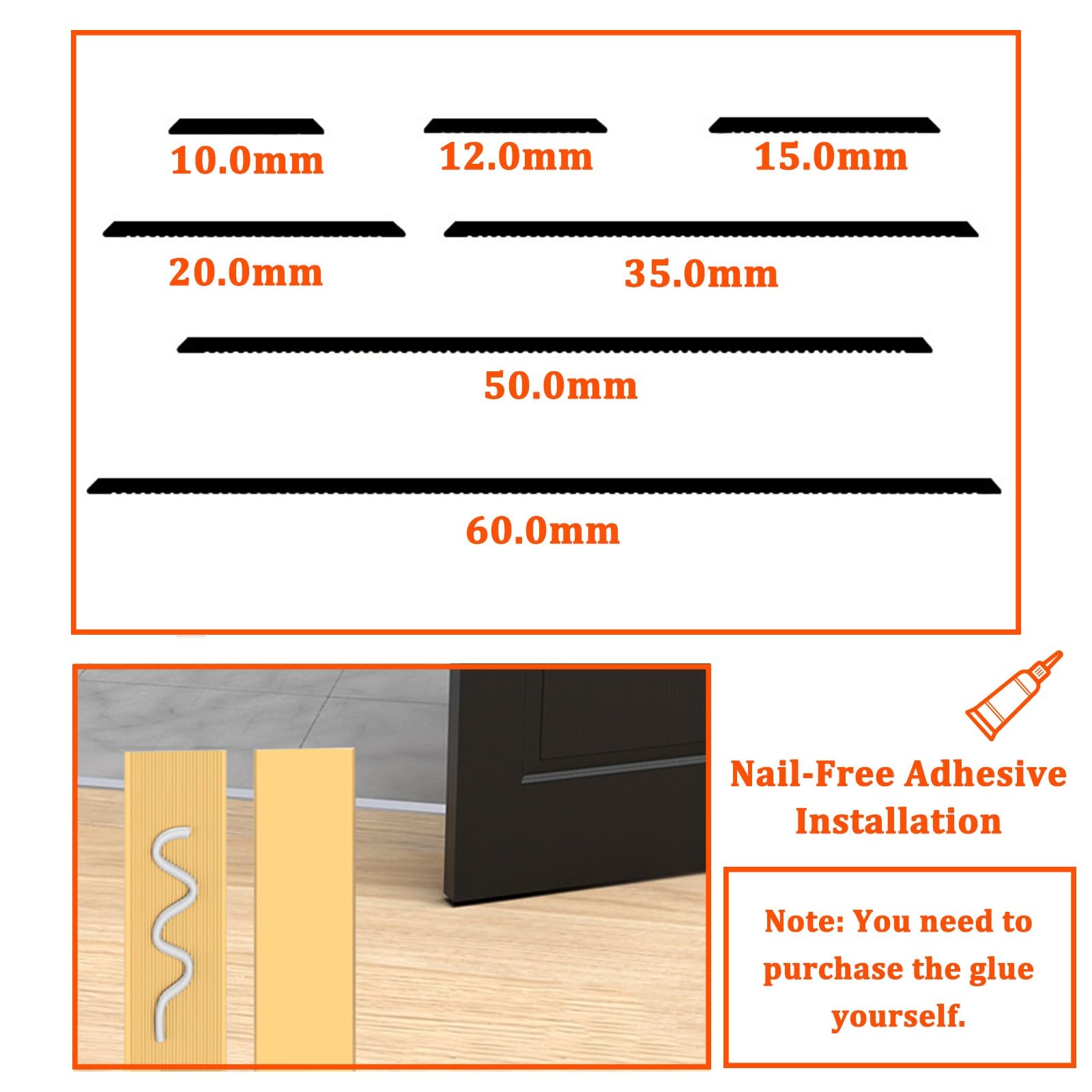 Perfil De Transición Plana,Tira De Moldura De Aluminio Para Borde De Piso, Moldura Metálica Resistente A Rayones Para Unir Huecos En El Piso(Negro,6cm)