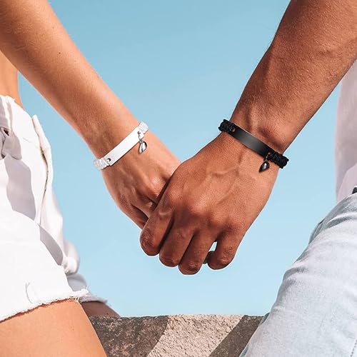 Miniatura 3 de VNOX Pulsera personalizada con nombre, fecha, cita, amistad, pareja, hecha a mano, cuerda trenzada, regalo de aniversario, Navidad, para él y ella,