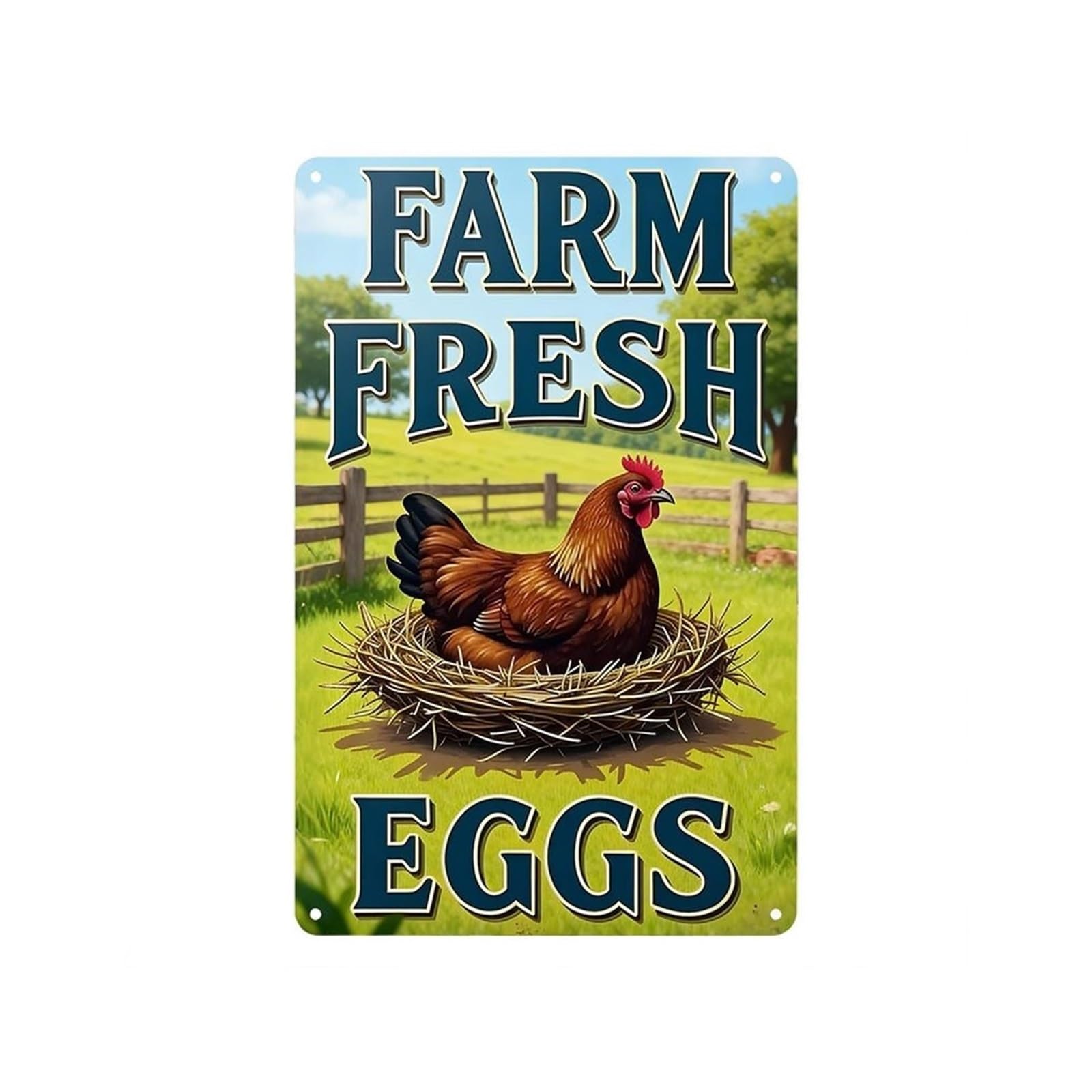 FNYUVNFAF Rustic Farmhouse Metal Wall-Art Farm Fresh Eggs Sign Vintage Countryside Pasture Decor for Country Kitchen Home or Cafe 8 X 12 in