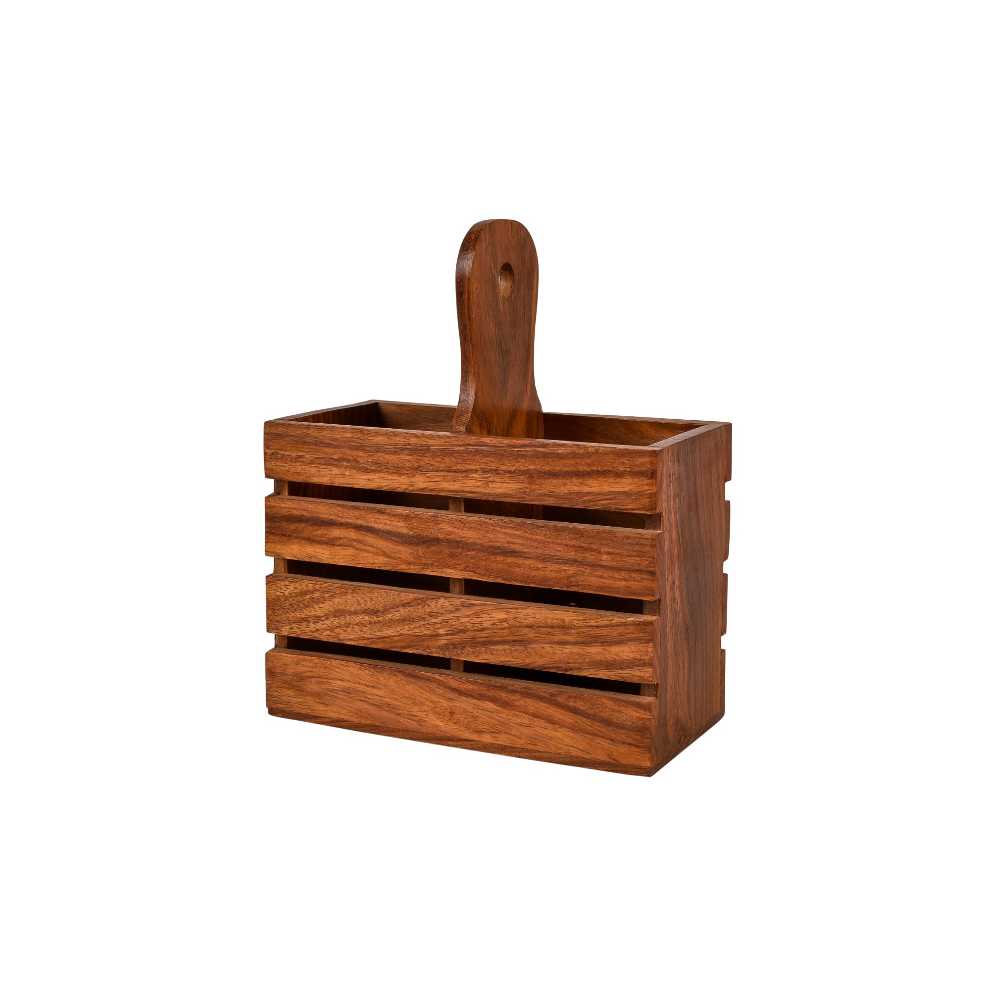 Rustic Wooden Cutlery Holder - 2 Compartment -2