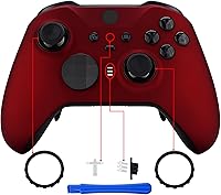 Vista 4 de eXtremeRate Faceplate Cover for Xbox Elite 2 Controller, Scarlet Red Soft Touch Front Housing Shell Replacement Kit for Xbox One Elite Series 2