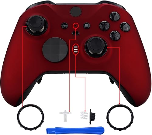 Miniatura 4 de eXtremeRate Faceplate Cover for Xbox Elite 2 Controller, Scarlet Red Soft Touch Front Housing Shell Replacement Kit for Xbox One Elite Series 2