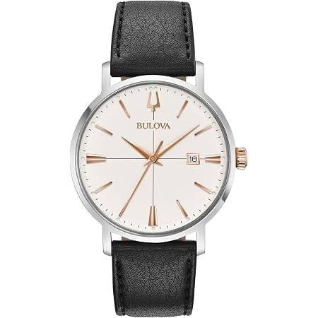 Bulova Classic Aerojet 98B254 - Orologio design con cinturino in pelle, Uomo,  nero/inserti, colore oro rosa : Amazon.it: Orologi