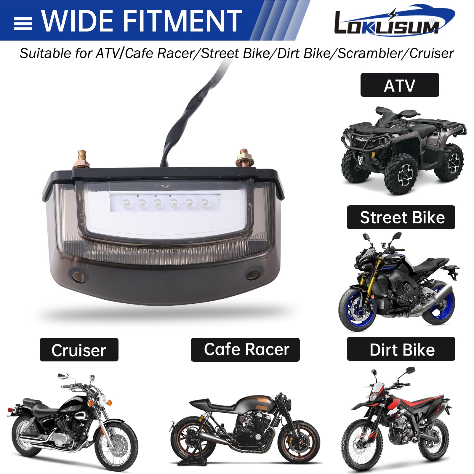 Fanale Posteriore Moto 12V, 21LED Luce Targa Moto Omologata E24, Luce Freno Luce Stop Universali Compatibile con Monster 400 620 695 750 800 900 S2R S4R ATV Scooter Cafe Racer Dirt Bike