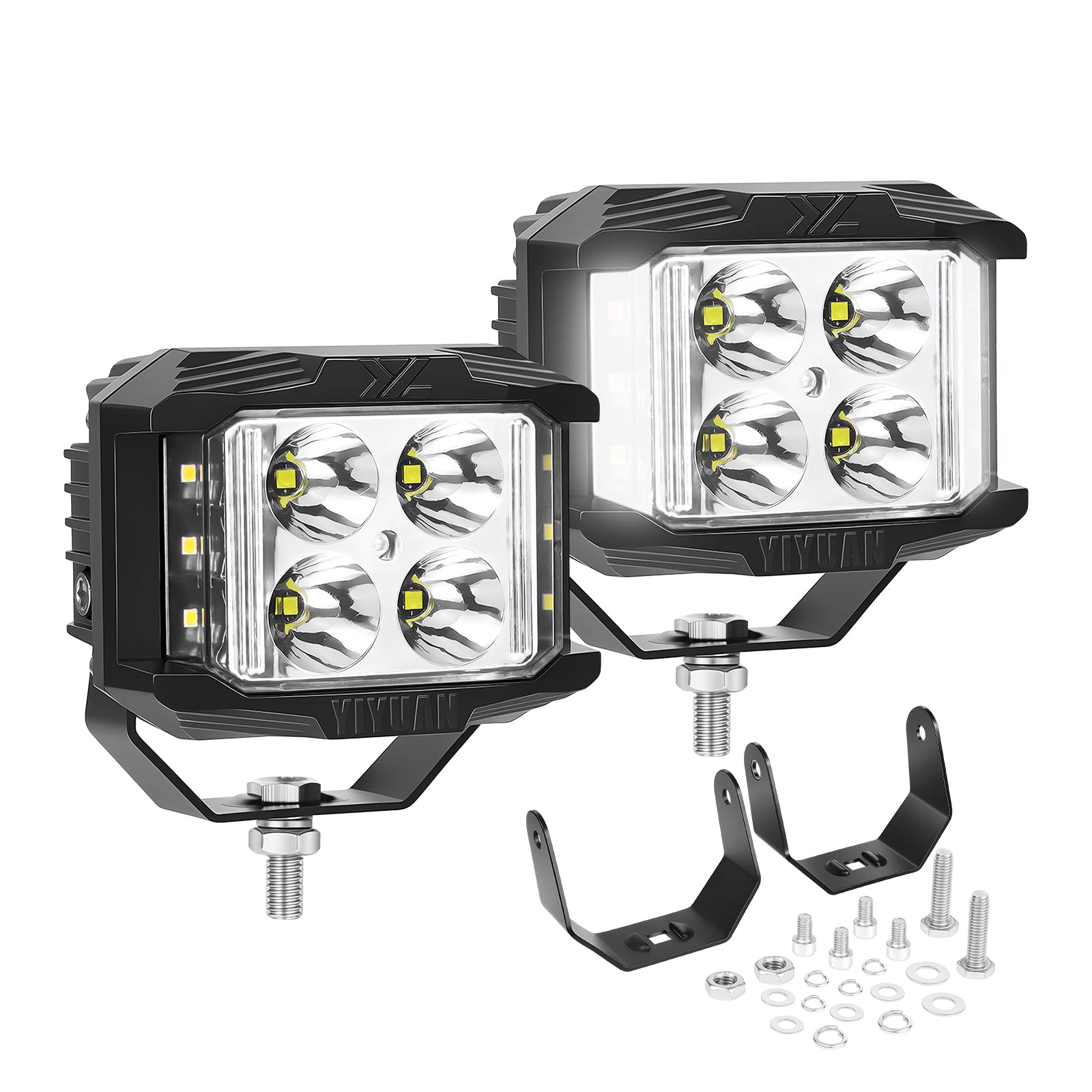 Willpower 2pcs Focos LED Tractores 4 pulgadas 60W Faros Led 12V 24V Luz de Trabajo LED IP67 Impermeable 6000K Faro Antiniebla LED para 4x4 Coche Camión Barco Offroad ATV UTV SUV 4WD