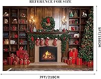 Vista 2 de Fondos de Navidad de 7 x 5 pies para fotografía de Navidad, telón de fondo de chimenea, fondo de Navidad para fotografía, decoraciones de fiesta