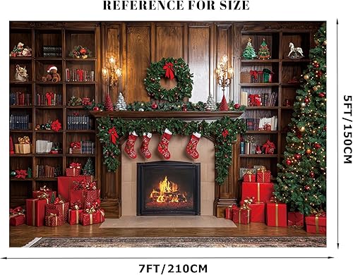 Miniatura 2 de Fondos de Navidad de 7 x 5 pies para fotografía de Navidad, telón de fondo de chimenea, fondo de Navidad para fotografía, decoraciones de fiesta de