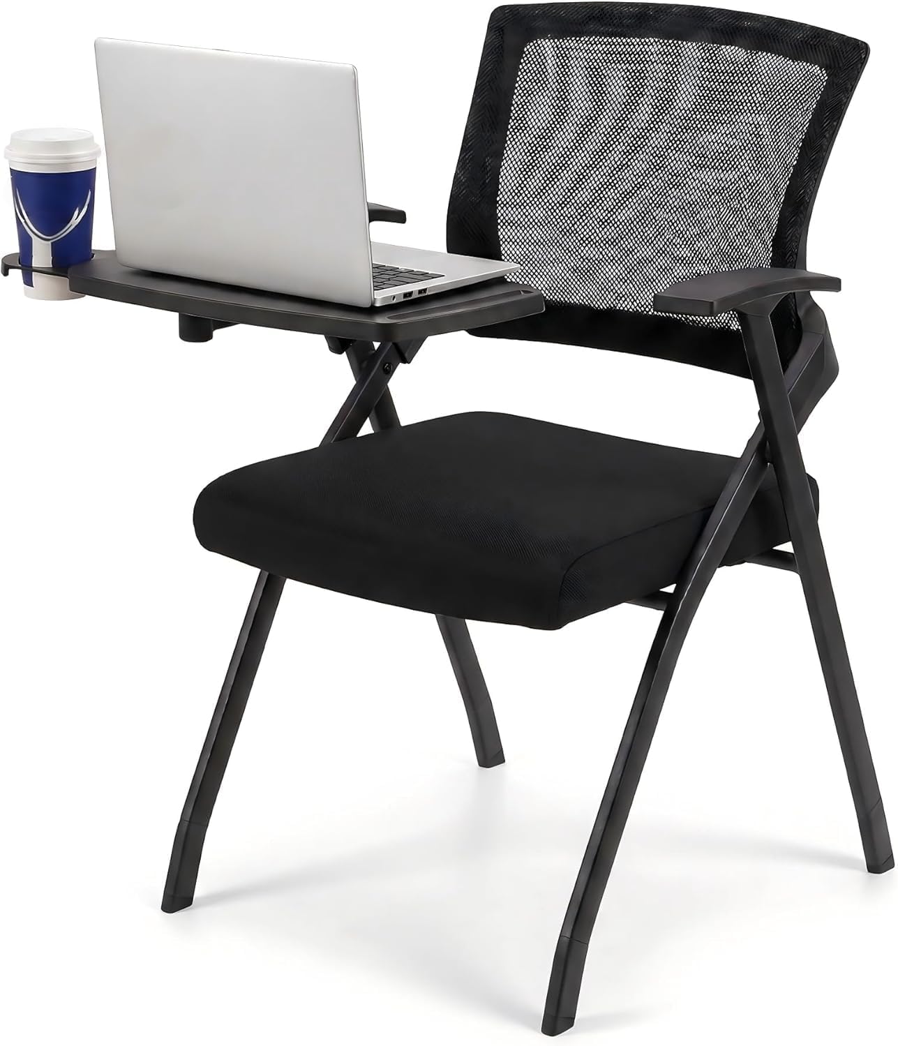 Folding Office Chair with Wheels – Mesh Back Conference Room Chair, Space-Saving Stackable & Foldable Chair for Guest, Reception Meeting, Classroom Training Seminar (with Wheel, 10pack)