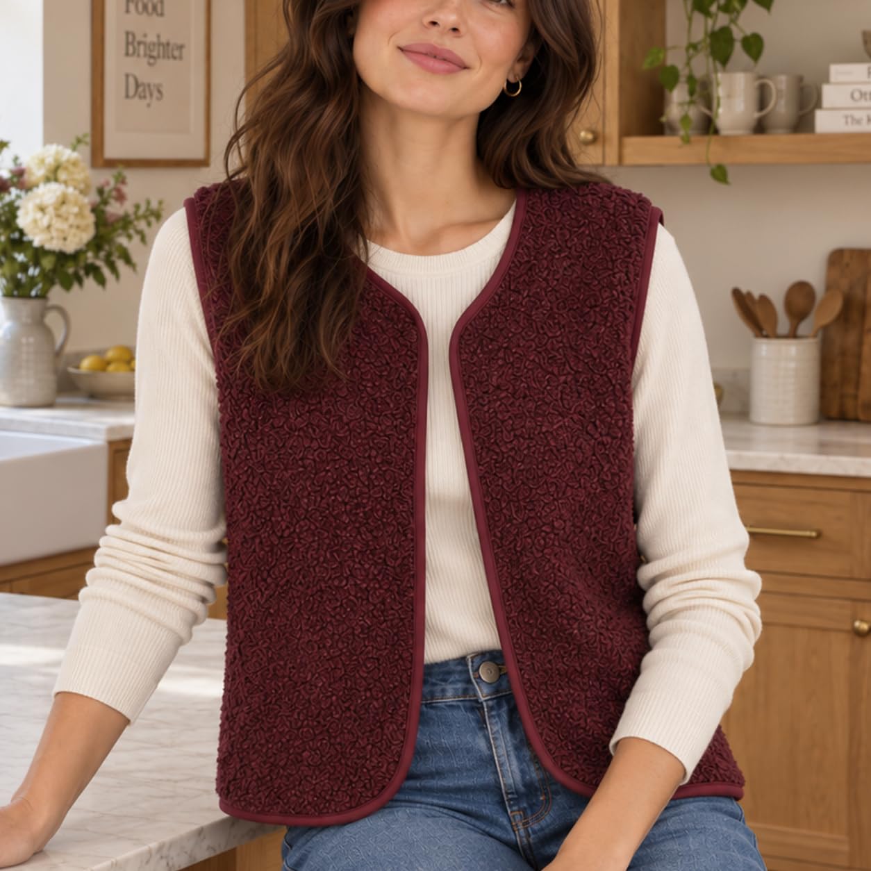 Craftine Kit Couture Gilet en Bouclette Burgundy