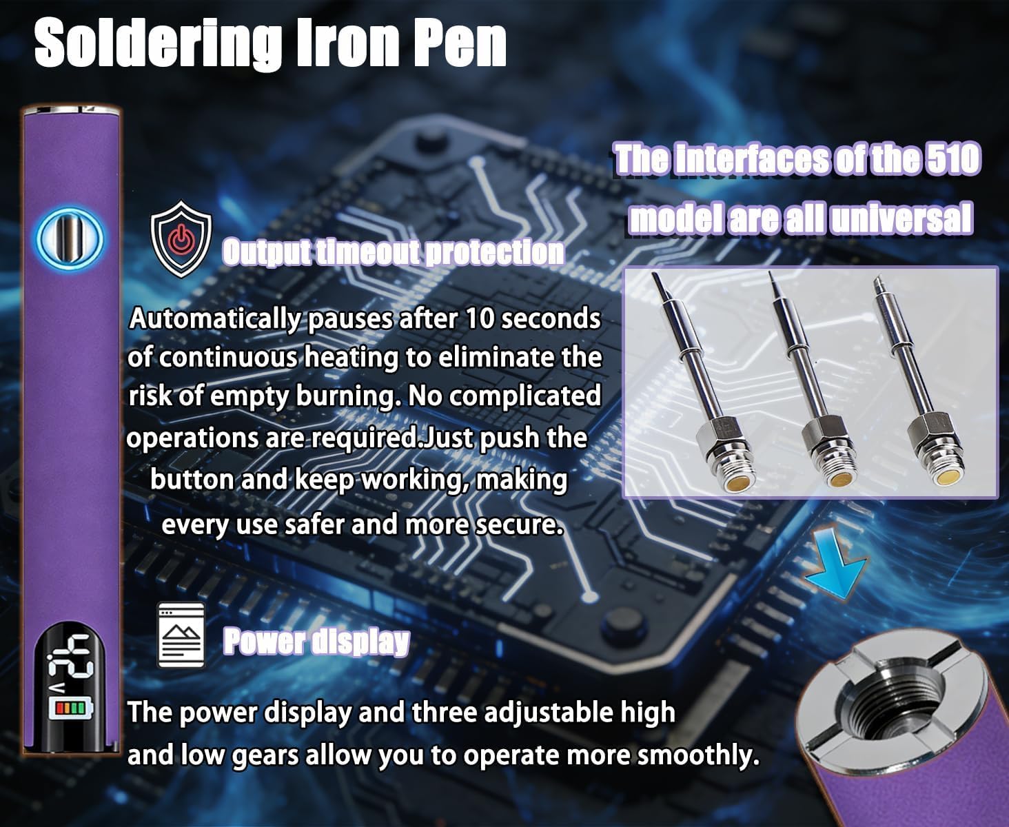 Soldering Pen Battery, 650mAh Soldering Iron Kit with LED Digital Display,USB Rechargeable Adjustable Temperature for Home&Electronics Appliance Repair