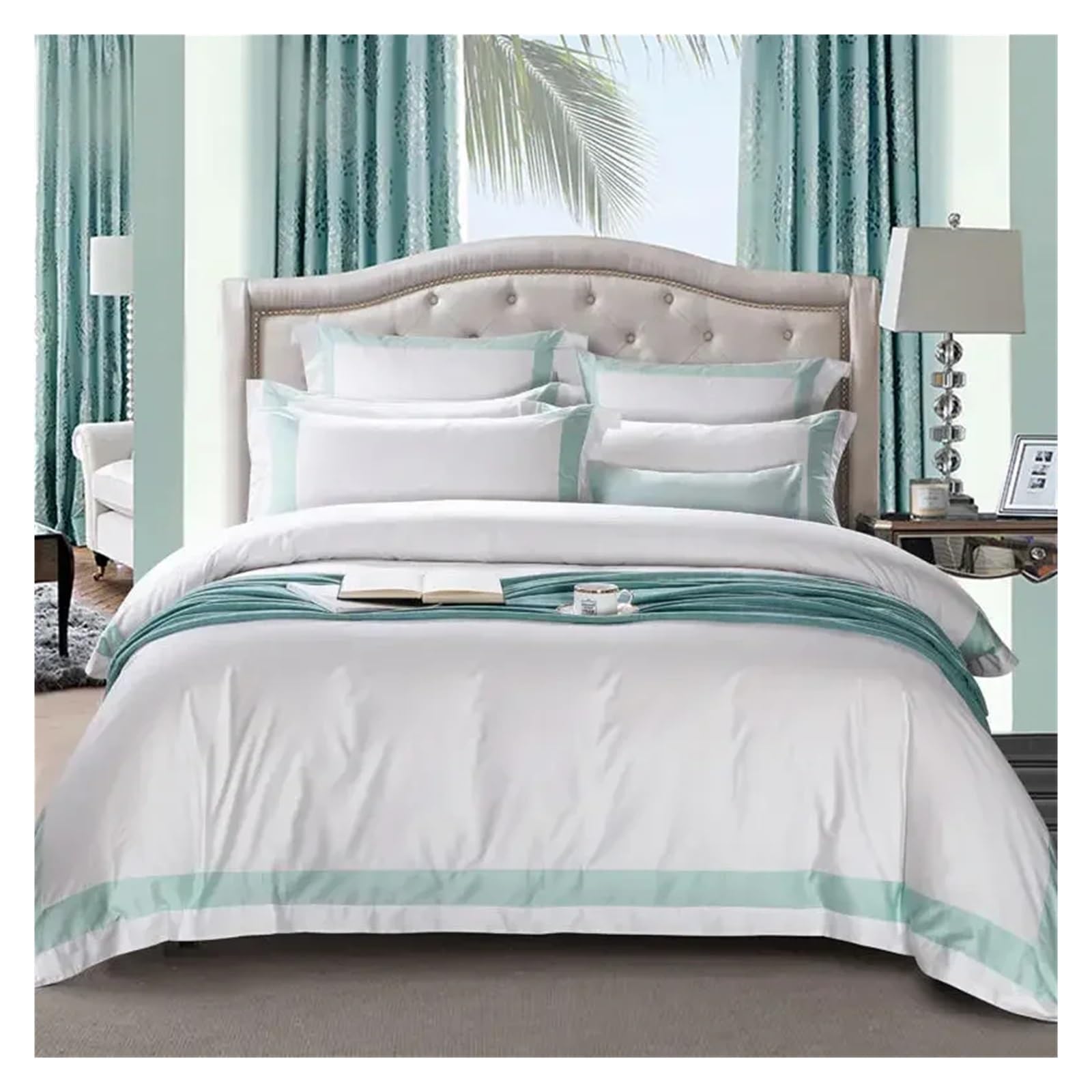 Sbcgfy D Be Four Pieces Set, Premium Cotton White Bedding Set Luxury Queen King Us Size Uvet Cover Be Sheet Fitte Sheet Pillowcases,-Queen