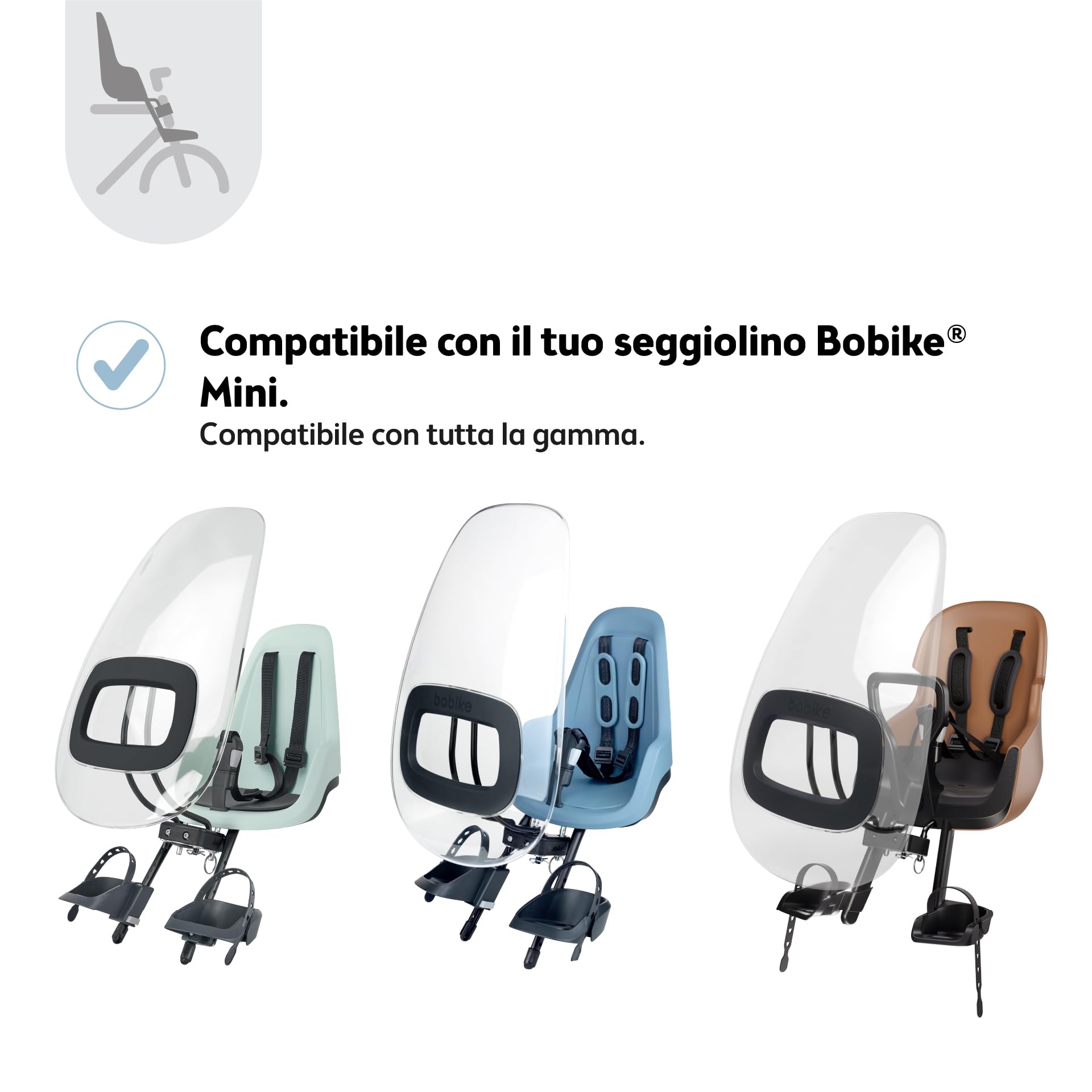 Parabrisas Delantero Bobike Para Sillita Infantil – Antichoque, Ajustable, Deflector De Viento, Compatible Con Bobike Mini, Go Mini, One Mini, Exclusive Evolve Mini, Montaje Delantero